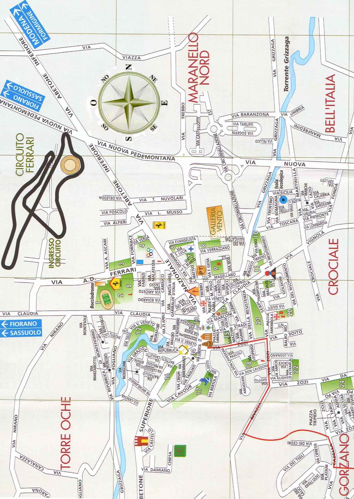 Mappa di Maranello